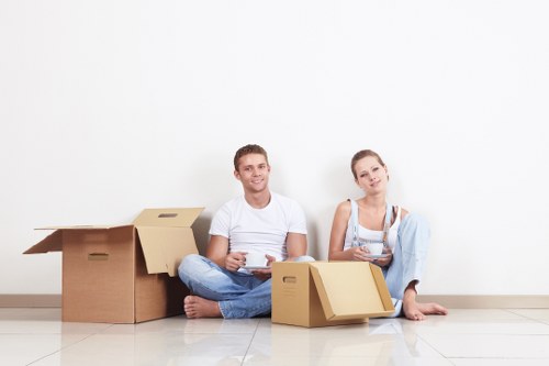Organised packing materials and labelled moving boxes in Dulwich