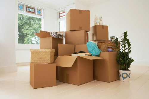 Packed boxes and furniture ready for house removals in Dulwich
